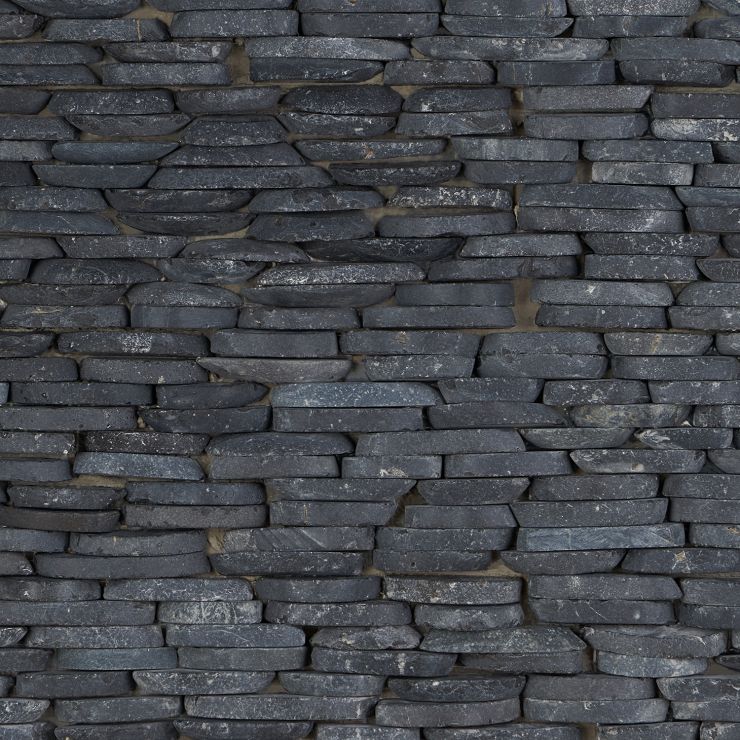 Nature Alor Black Stacked Pebble Mosaic Tilebar