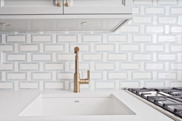 Esplanade Meadow Light Marble Tile, Polished used as backsplash in kitchen for the example