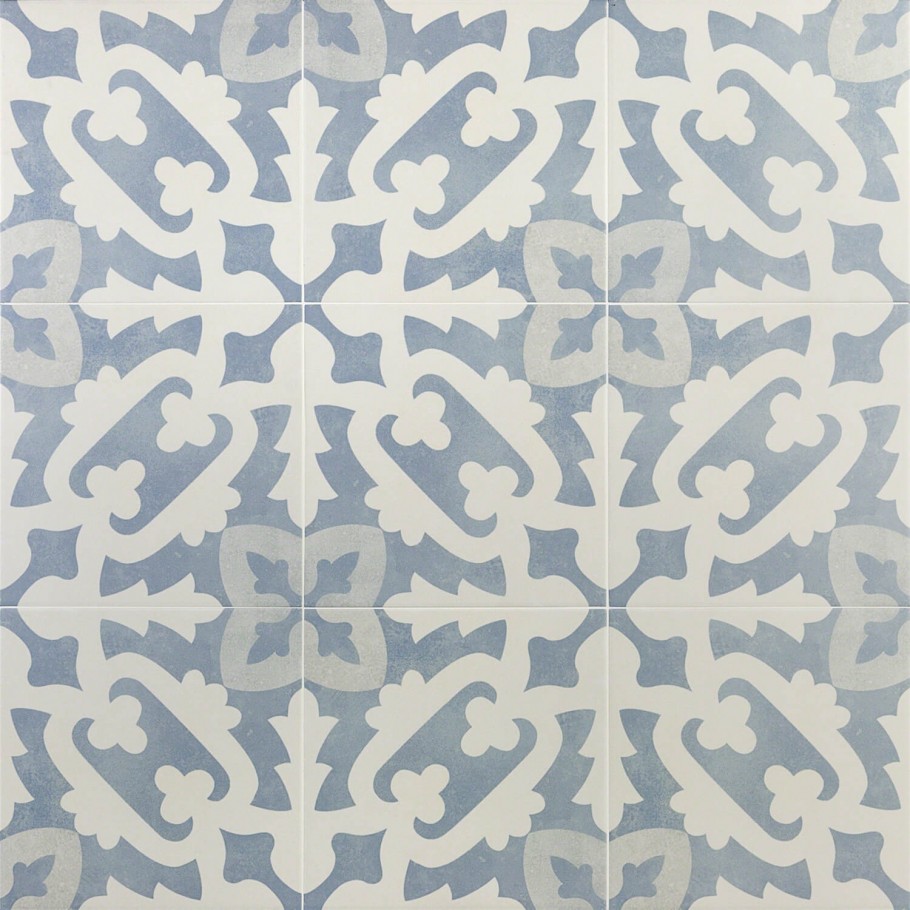Blue and white encaustic tile 