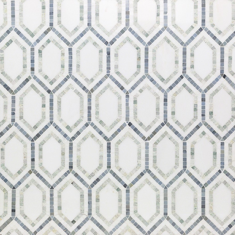 Infinity Thassos & Ming Green Hexagon Marble Tile
