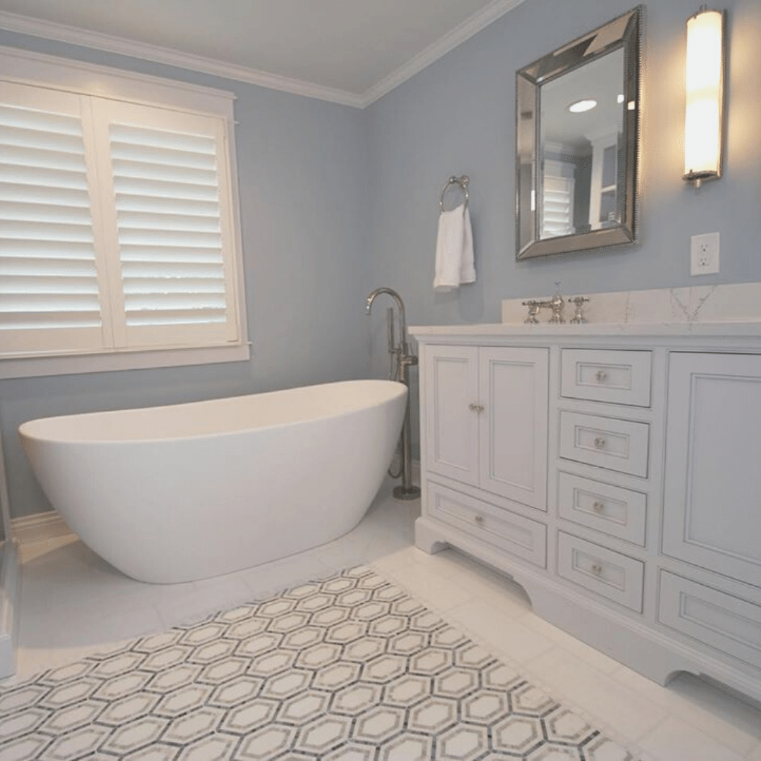 Infinity Thassos & Ming Green Hexagon Marble Tile Bathroom Use floor or wall tile