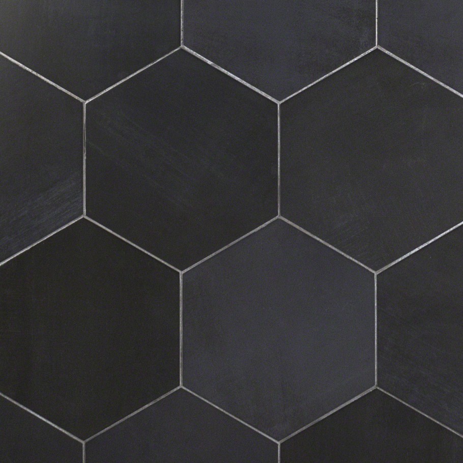 Paige Antracite 10" Hexagon Matte Cement Look Porcelain Tile black 
