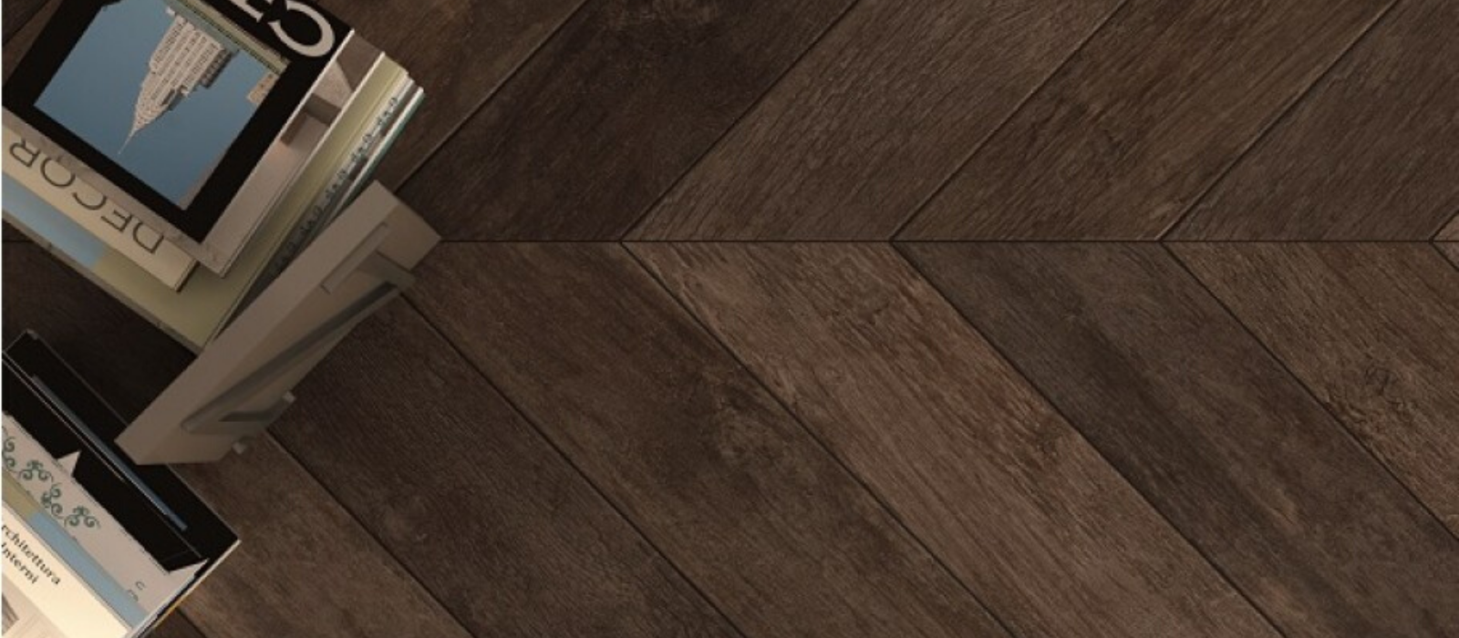 the traditional plank Wood look tile used on floor showing how the tiles can meet