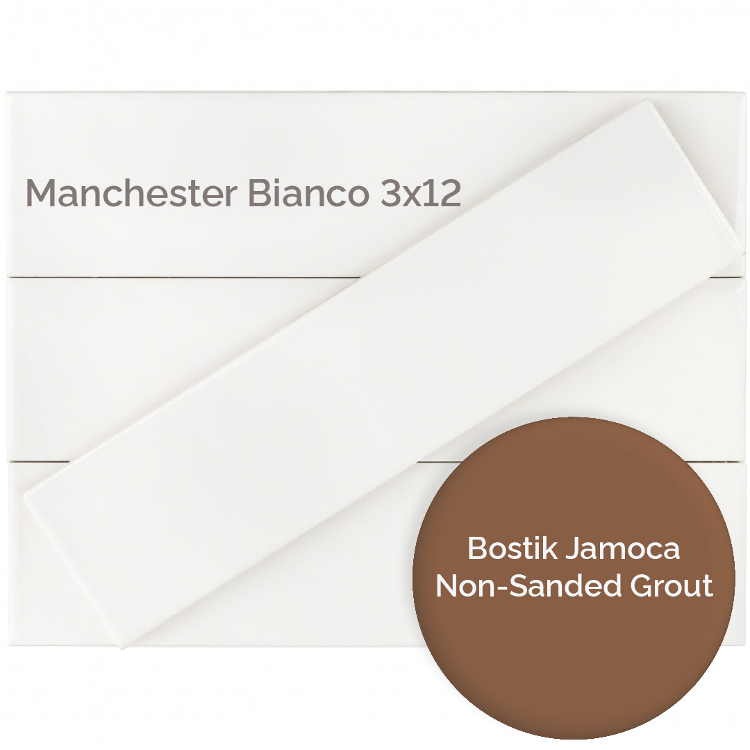 Manchester Bianco 3x12 subway tile with color grout 