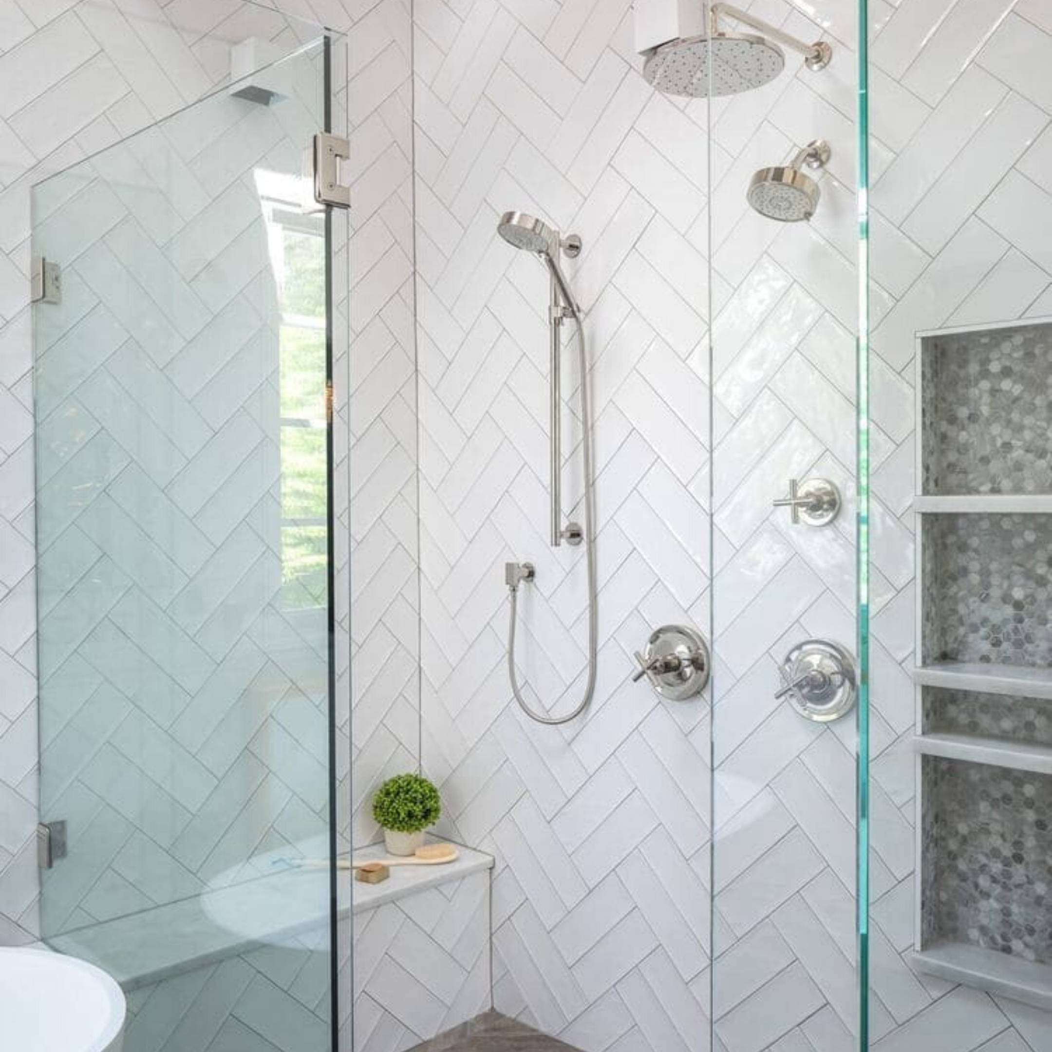 10 Walk In Shower Tile Ideas That Will, White Shower Tile Patterns