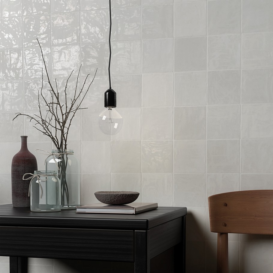 Portmore White 4x4 Glazed Ceramic Tile wall only