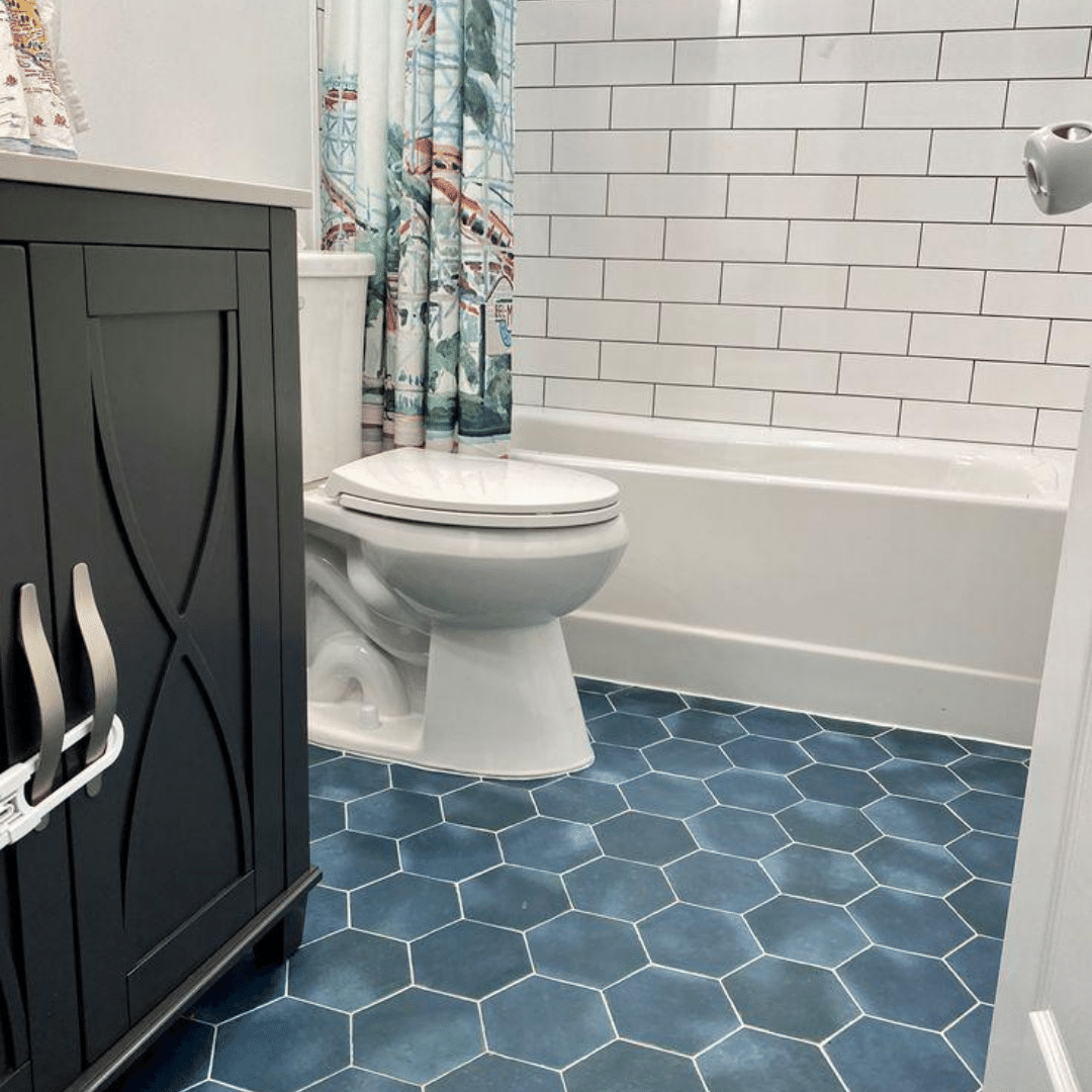 Bathrooms Prove Hexagon Floor Tile, Blue Bathroom Floor Tile