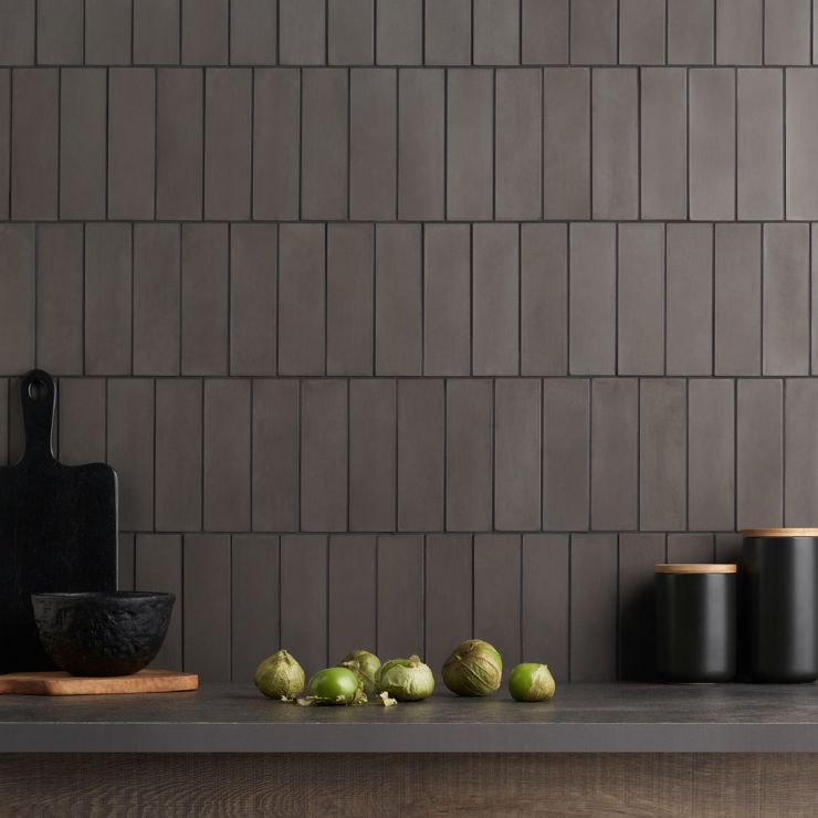 Color One Charcoal Gray 2x8 Matte Cement Tile | Tilebar.com