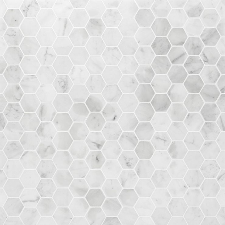 Carrara Marble Mosaic Tile 2 White Hexagon