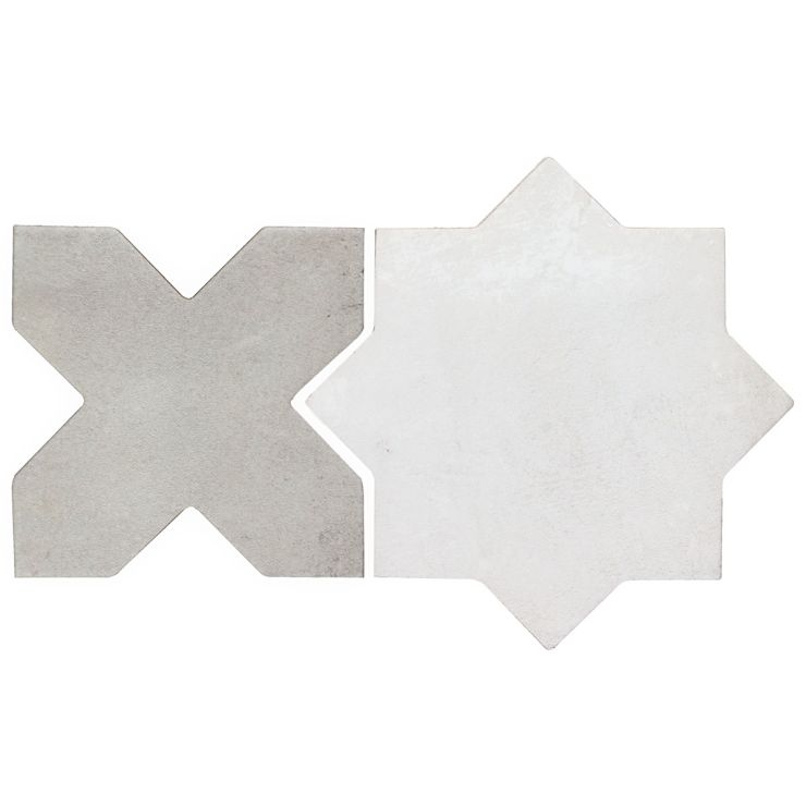 Sample-Parma White Matte Star and Dove Gray Matte Cross 6