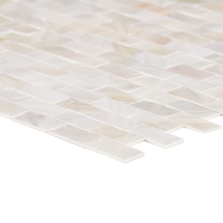 Mother of Pearl Brick Seamles Solid Core Peel & Stick Mosaic Tile ...