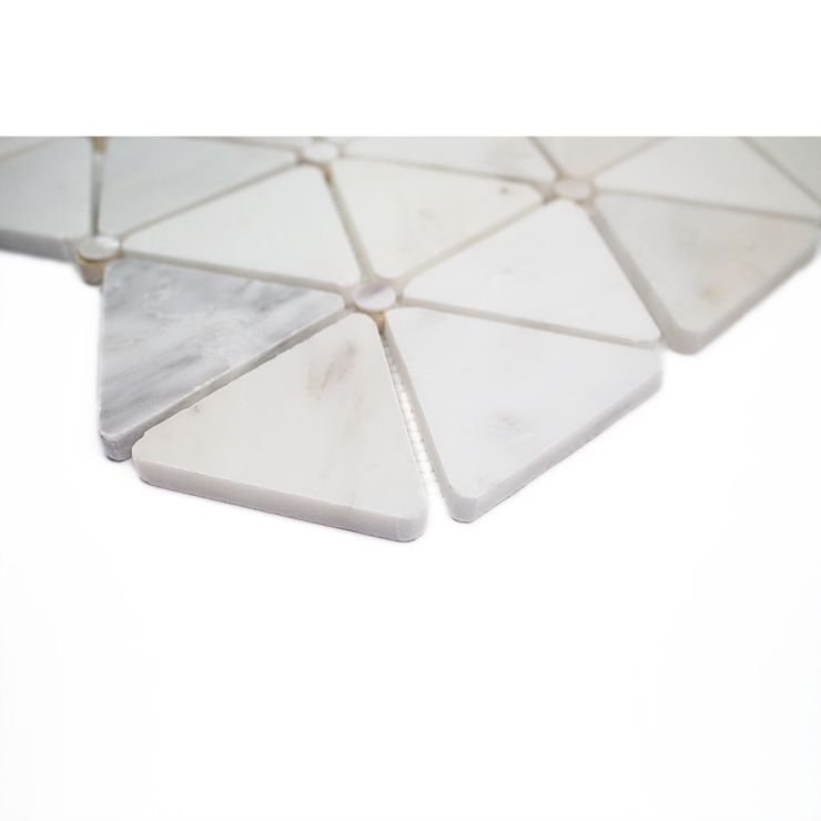 Tilebar Highland Sardonyx Marble & Mirror Glass Polished Mosaic Tile, White, Backsplash and Wall