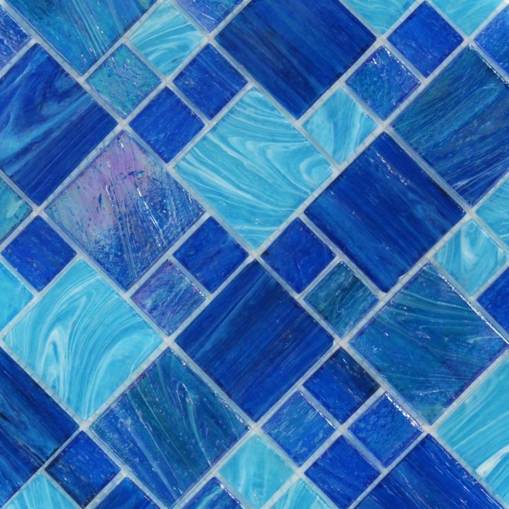 Shop for Aquatic Ocean Blue French Pattern Glass Tile at TileBar.com