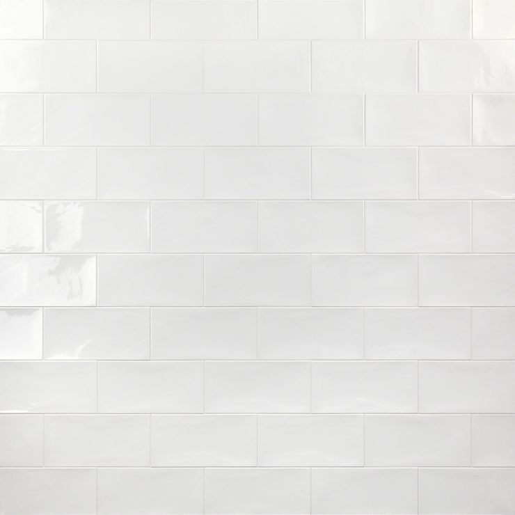 Sample-Aruba White 5x10 Polished Ceramic Subway Wall Tile