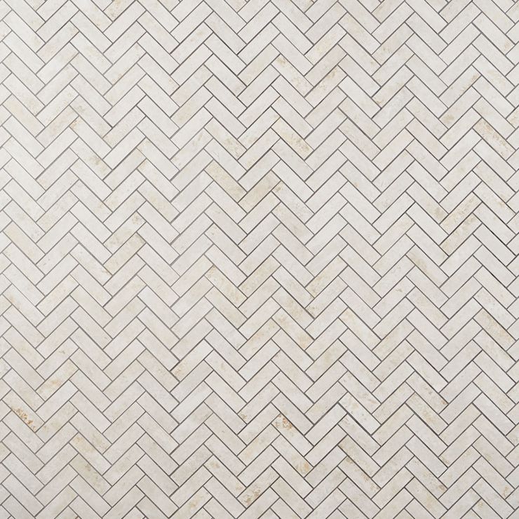 Portrait Ivory Herringbone Matte Porcelain Mosaic | Tilebar.com