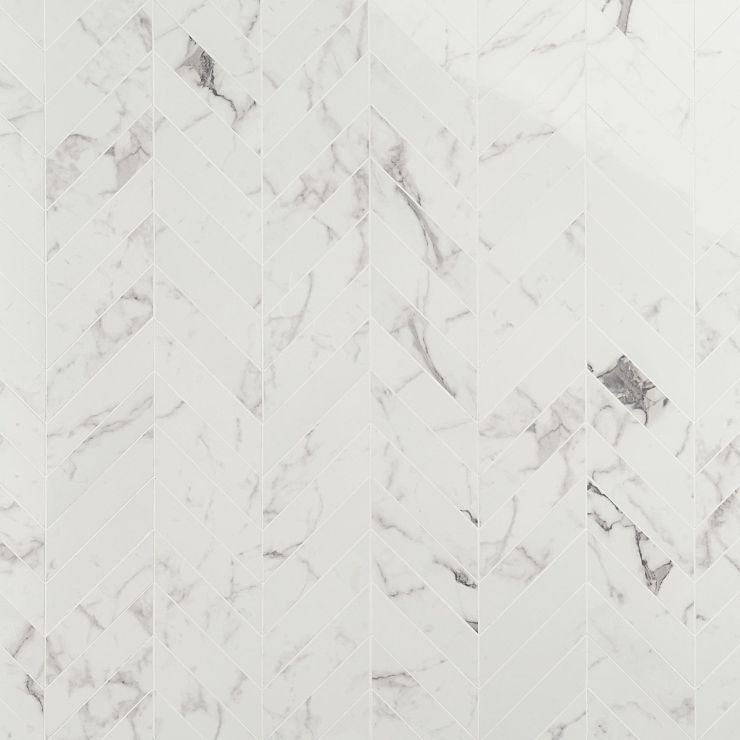 DreamStone Statuario Venato 2x8 Chevron Polished Porcelain Mosaic ...