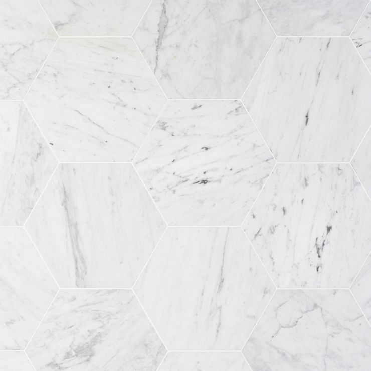 Carrara 10 Hexagon Honed Marble Tile 4014