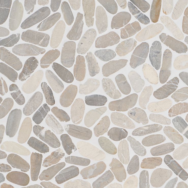 Sample-Nature Oval Pram Gray Pebble Mosaic Tile