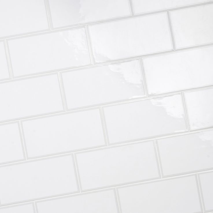 Sample-Bellami Framed Bianco 5x10 Glossy Ceramic Subway Tile for Wall