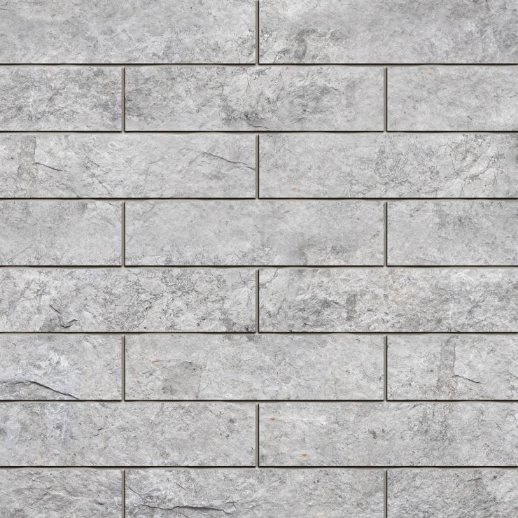 Tundra Gray Splitface 3x12 Textured Limestone Tile | Tilebar.com