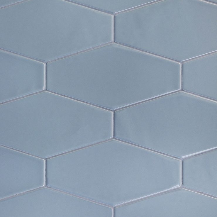 Sample-Manchester Dew Blue 4x8 Hexagon Glazed Ceramic Wall Tile