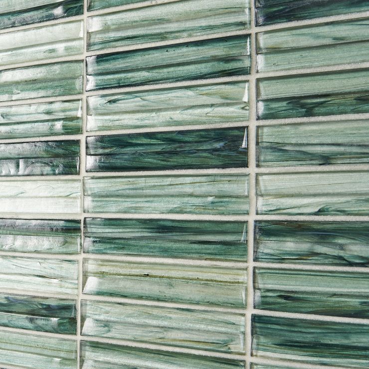 Maya Stacked Sage Polished Glass Mosaic