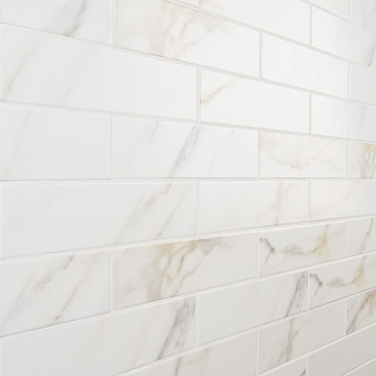 Amalfi Calacatta 3x12 Matte Ceramic Tile | Tilebar.com