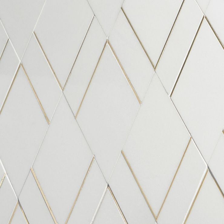 Enver Thassos Polished Marble and Brass Mosaic | Tilebar.com