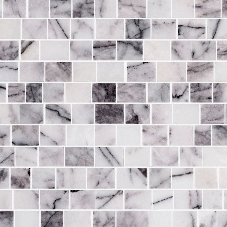 Lilac Micro Cracked Joint Honed Marble Mosaic | Tilebar.com