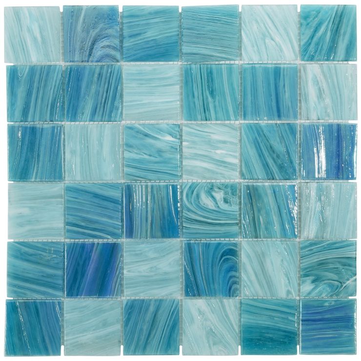 Shop for Aquatic Sky Blue 2x2 Squares Glass Tile at TileBar.com