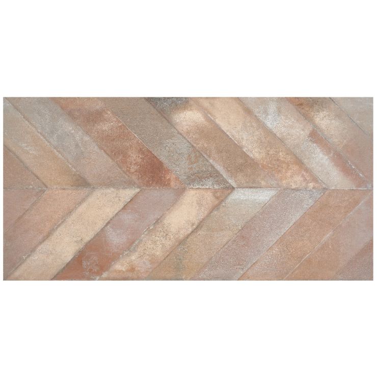 Sculpt Chevron Cotto 24x48 Natural Porcelain Tile | Tilebar.com