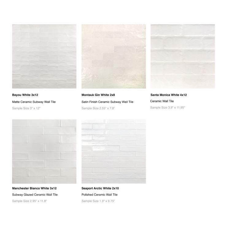 Top Selling Ceramic White Subway Tile Sample Pack of 5 | TileBar.com