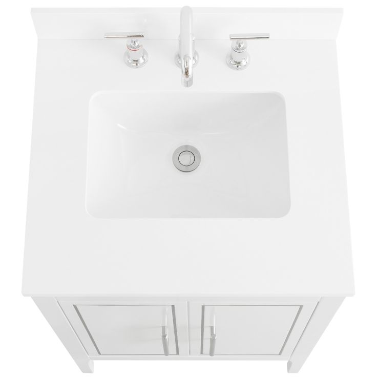 Province 24 White And Silver Vanity With Pure White Quartz Top And   Sink5 Vntprowspwq24 