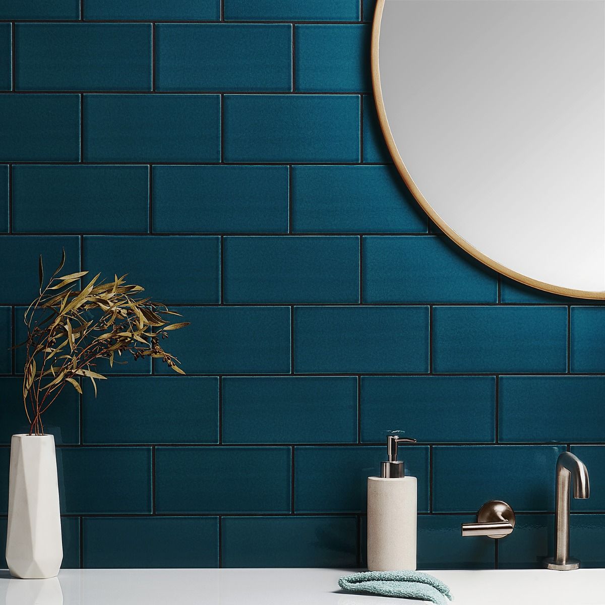 Seaside Marine Blue 4x8 Crackled Glossy Ceramic Tile | Tilebar.com