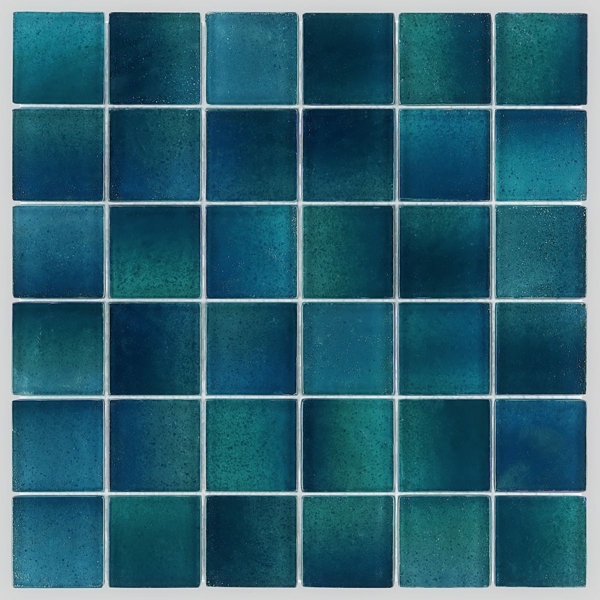 Splash Tropical Blue 2x2 Polished Glass Mosiac Tile | Tilebar.com