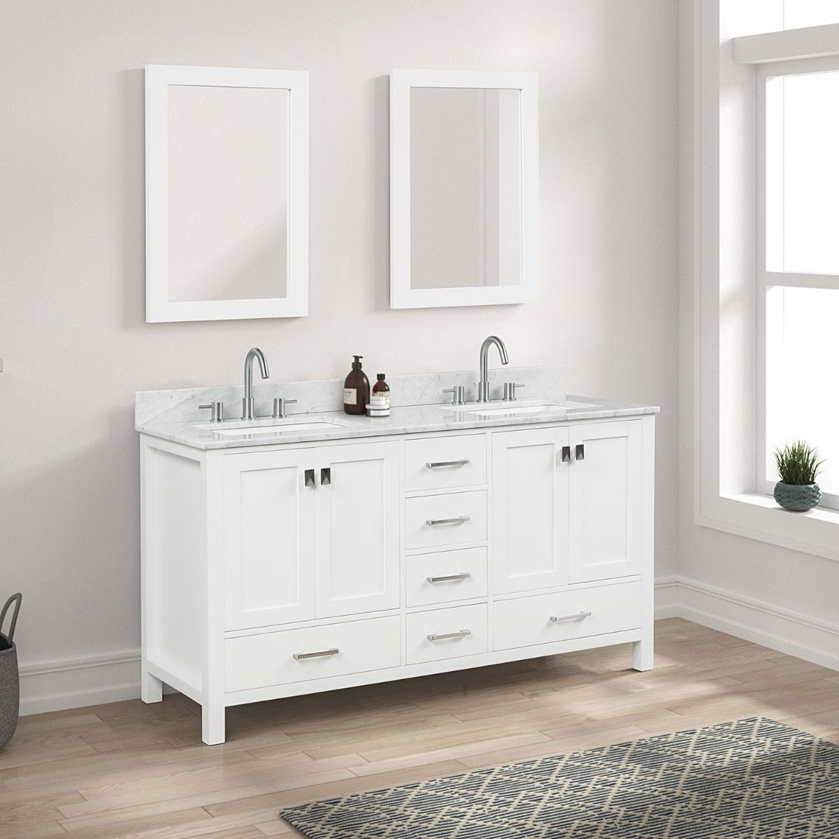 Athena 60'' White Vanity And Marble Counter | Tilebar.com