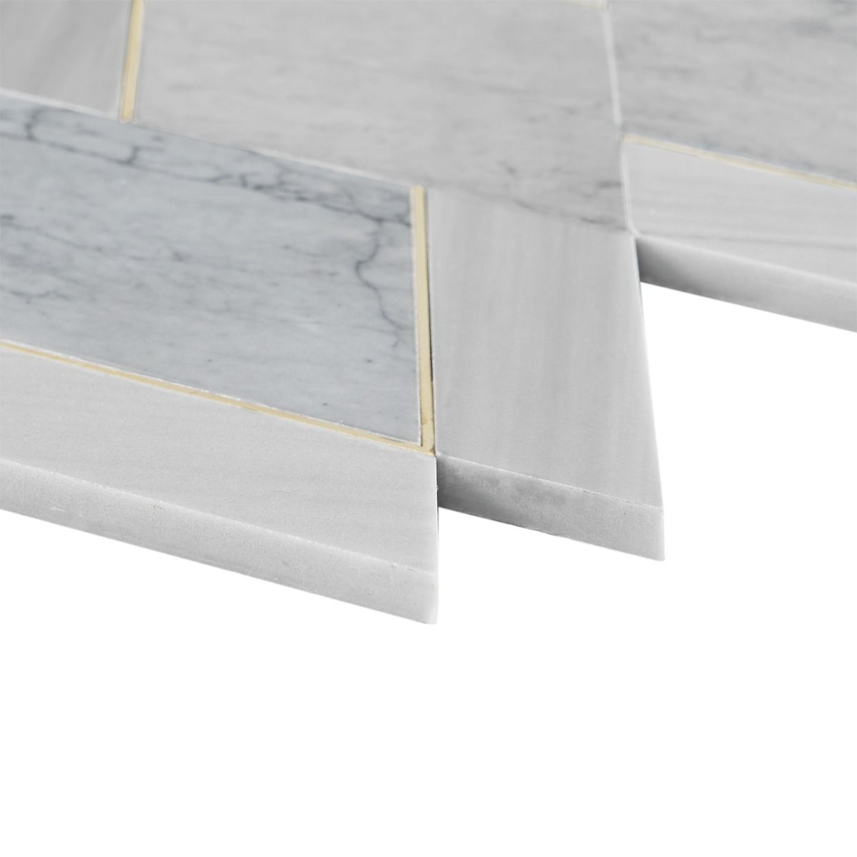 Enver Gray Polished Marble and Brass Mosaic | Tilebar.com