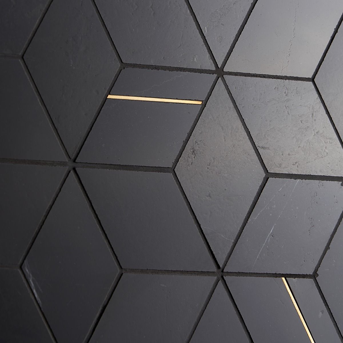 Morgana Nero Polished Marble and Brass Mosaic | Tilebar.com