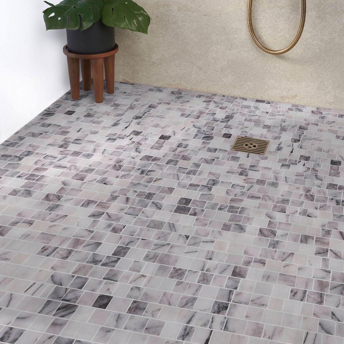 Lilac Micro Cracked Joint Honed Marble Mosaic | Tilebar.com