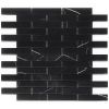 Nero Marquina 1x4 Piano Brick Polished Marble Tile | Tilebar.com