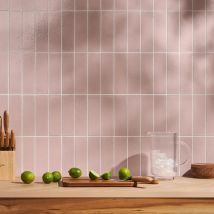 Color One Blush Pink 2x8 Glossy Lava Stone Tile | Tilebar.com