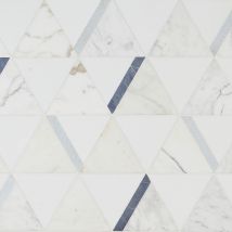 Tres 2.0 Calacatta Azul Polished Marble Mosaic Tile | Tilebar.com