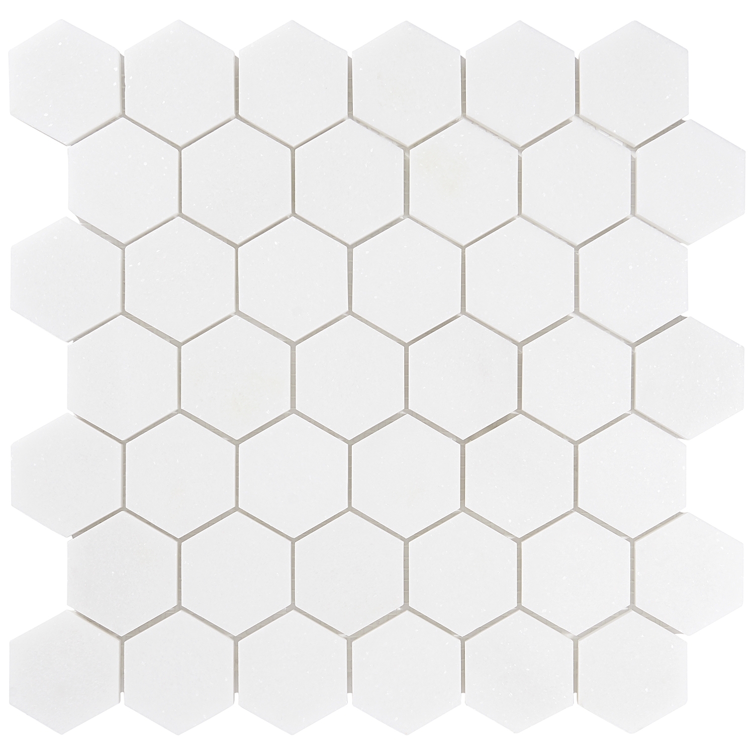 White Thassos Marble Hexagon Tile - Mosaic | TileBar.com