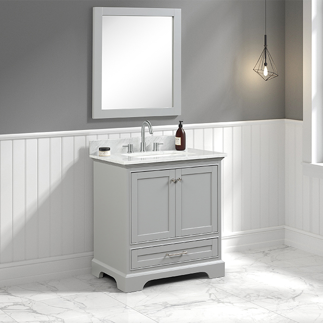 Glendale 30'' Gray Vanity And Marble Counter | Tilebar.com