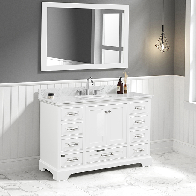 Glendale 48'' White Vanity And Marble Counter | Tilebar.com